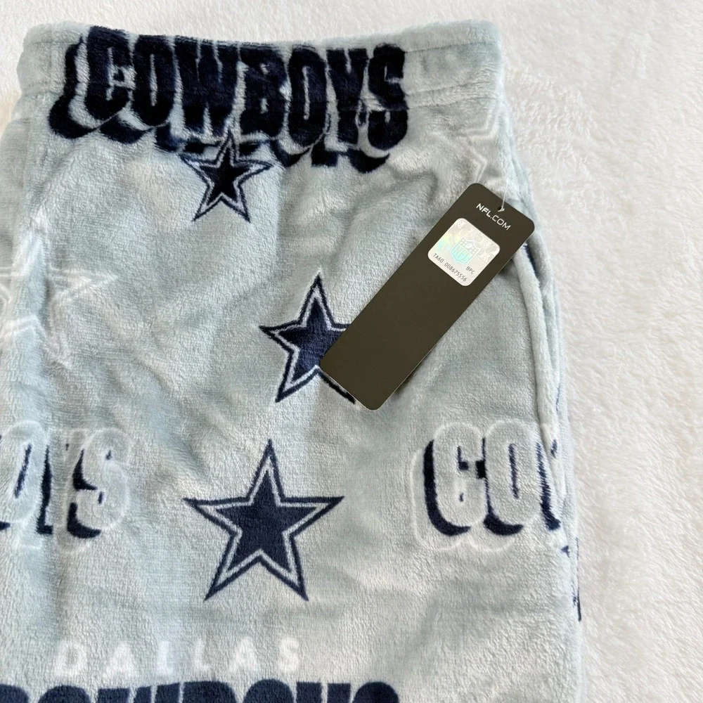 NFL Dallas Cowboys Mens XXL Plush Fleece‎ Pajama Pants Grey All Over Print New